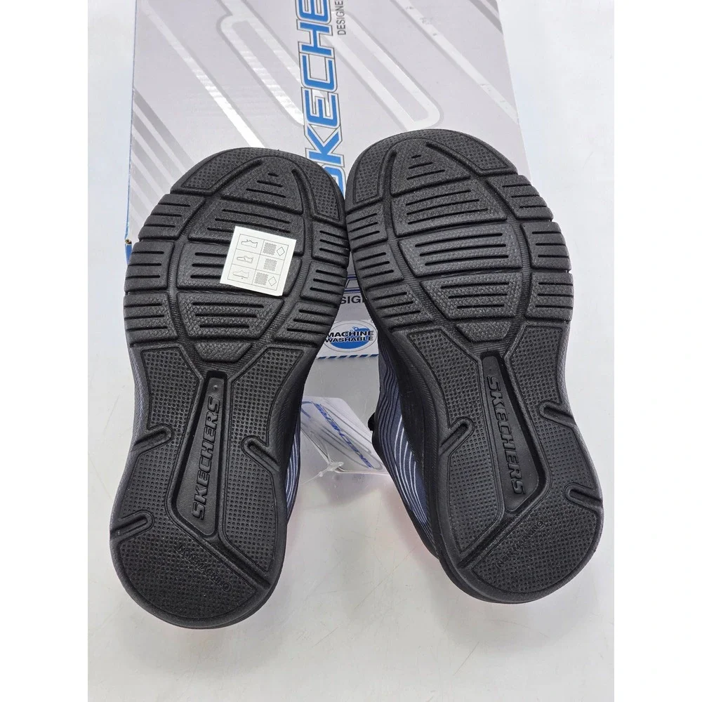 Skechers Microspec Advance Revconix Kids 10.5 Black Silver Red - New